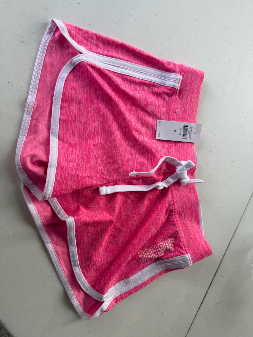 Justice Bright Pink Girls' Athletic Shorts with White Trim
